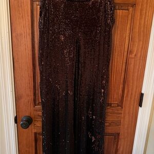 Express Sequin Pants in Dark Brown